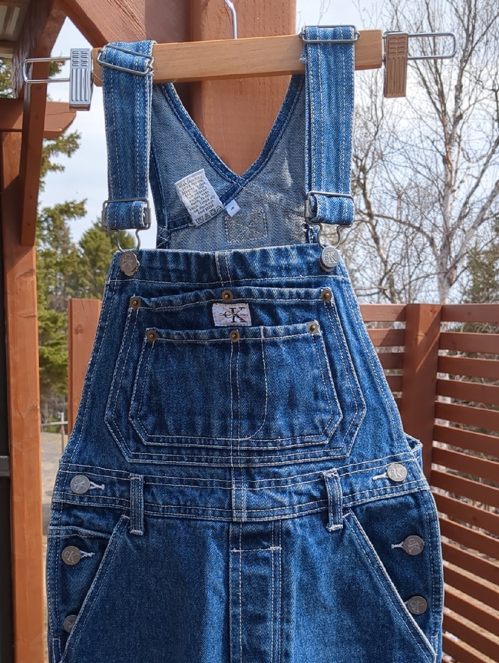 -Calvin Klein- Dark Blue Denim Overalls with Front Bib Size M